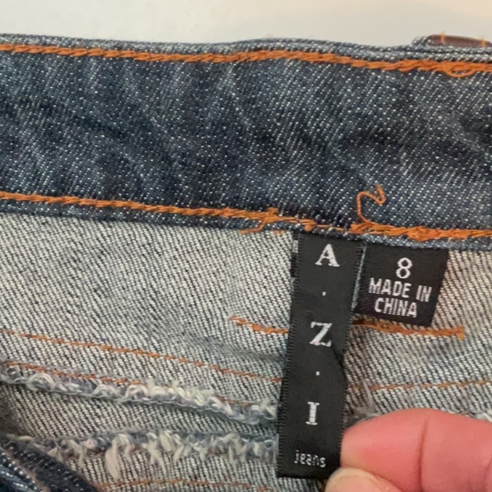 A.Z.I Cropped Jeans With Faux Leather Trim - Picture 3 of 8
